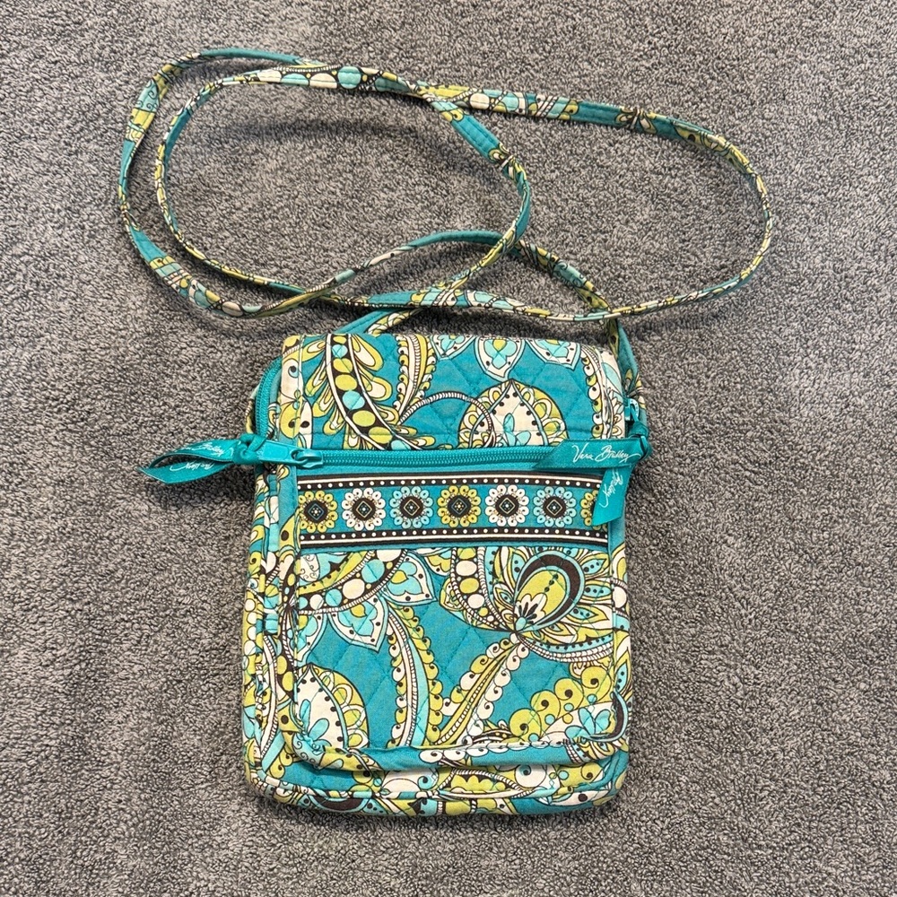 Vera Bradley Crossbody Bag - Teal and Yellow Paisley